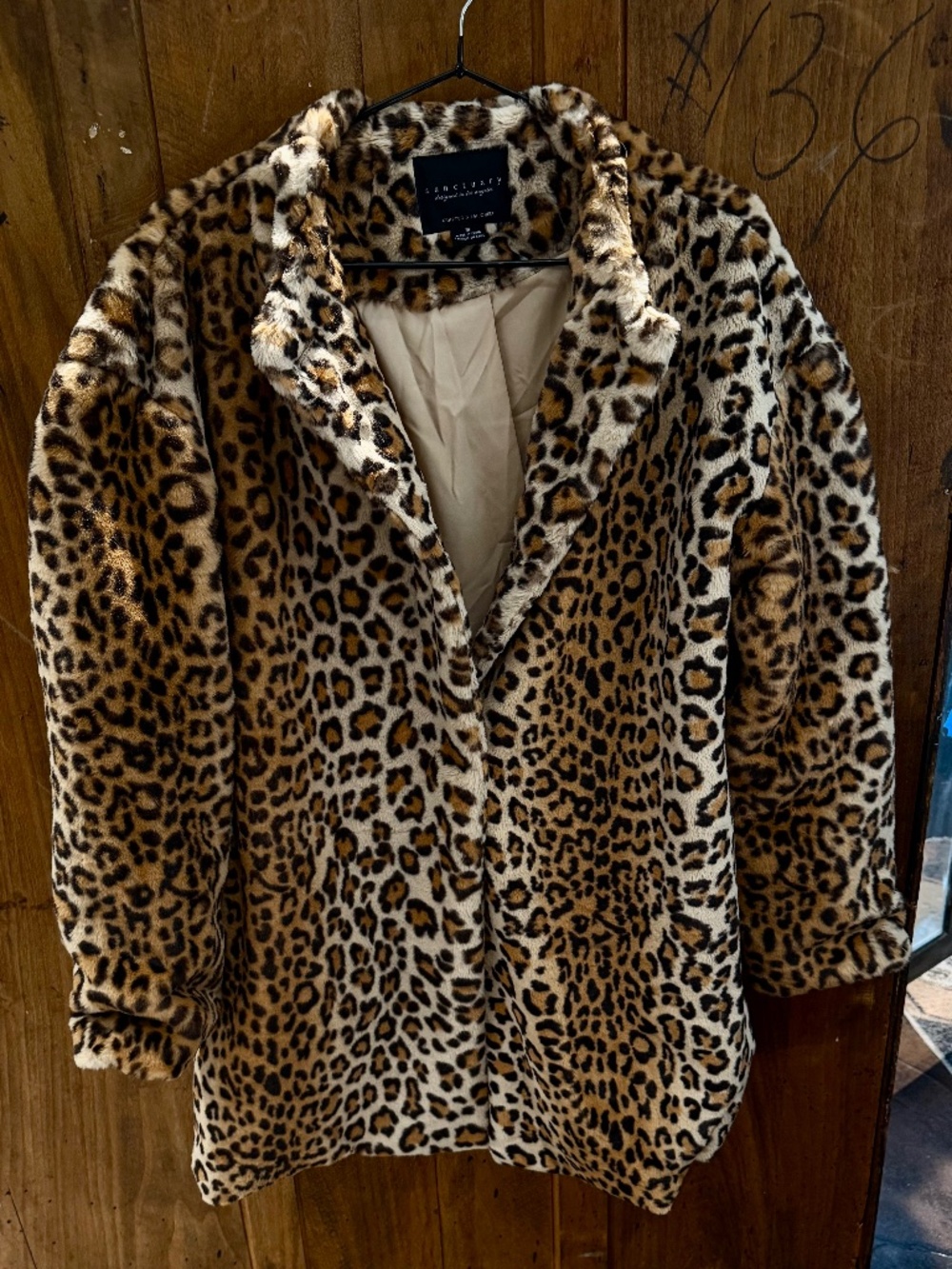 Sanctuary Leopard Faux Fur Coat SZ M Cheetah Print Statement Jacket